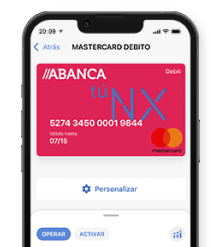 Disfruta de tu tarjeta de débito Mastercard «Tú NX» gratuita, sin comisiones de emisión ni de mantenimiento al abrir tu Cuenta Online Joven Clara.